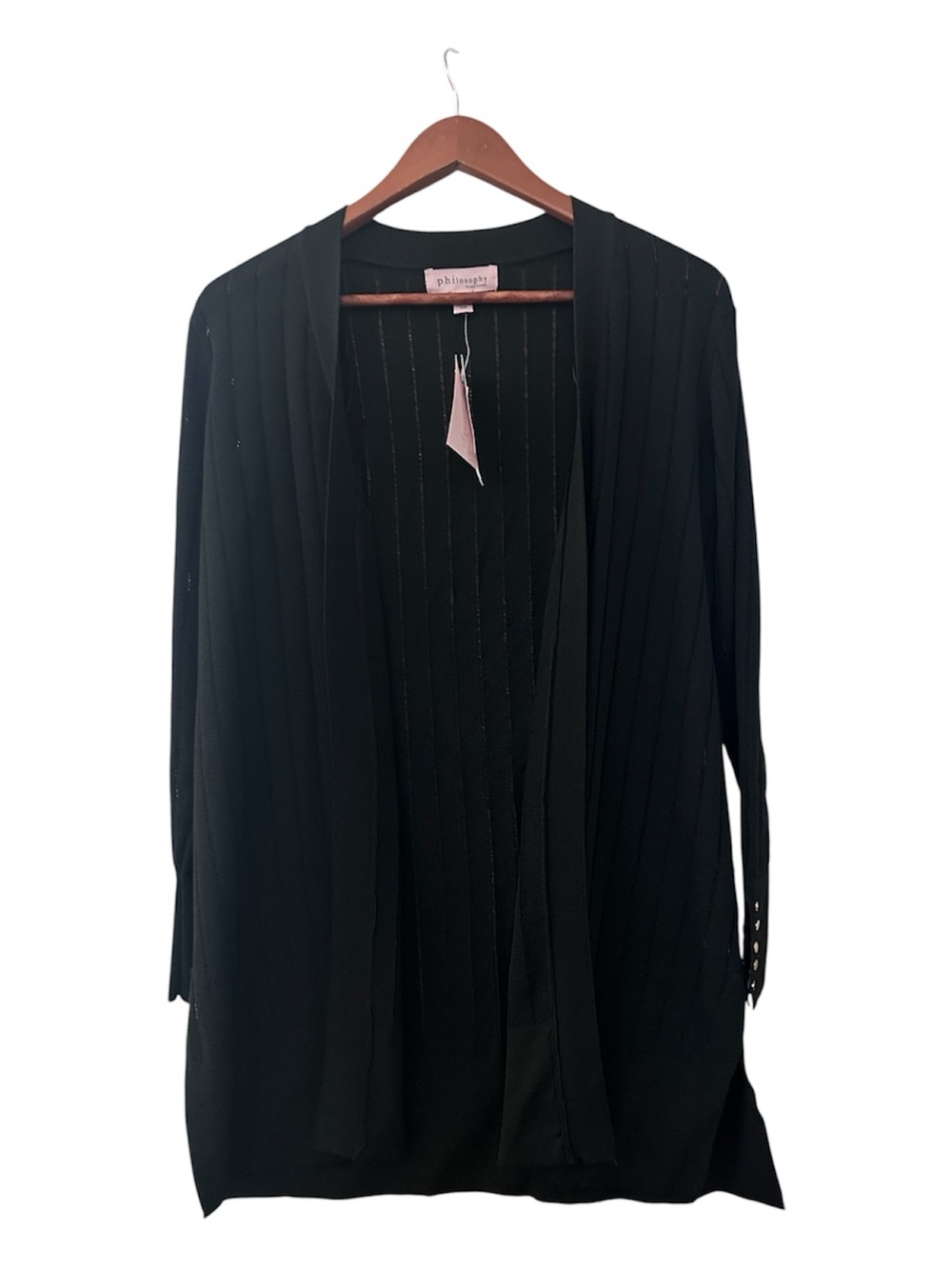Philosophy Black Ribbed Open Cardigan